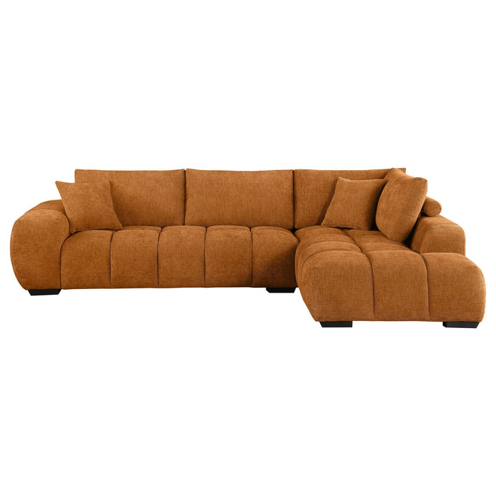 Camacho Upholstered Chaise Sectional Sofa Orange - Walo Furniture