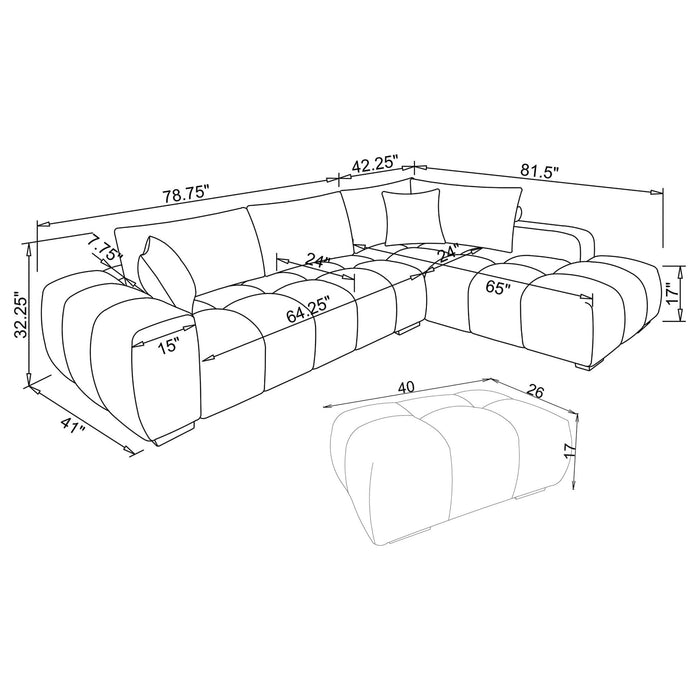 Camacho Upholstered Sectional Sofa with Ottoman Set Amber - Walo Furniture