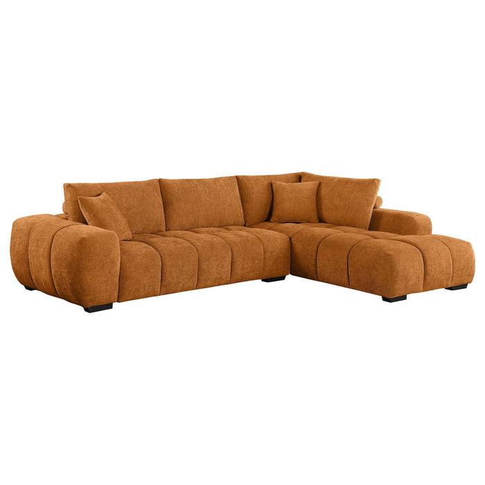 Camacho Upholstered Sectional Sofa with Ottoman Set Orange - Walo Furniture