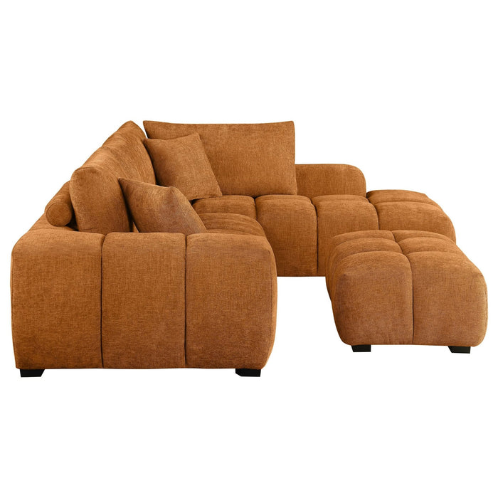 Camacho Upholstered Sectional Sofa with Ottoman Set Orange - Walo Furniture