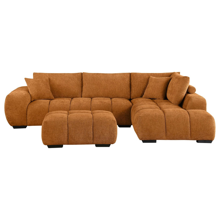 Camacho Upholstered Sectional Sofa with Ottoman Set Orange - Walo Furniture