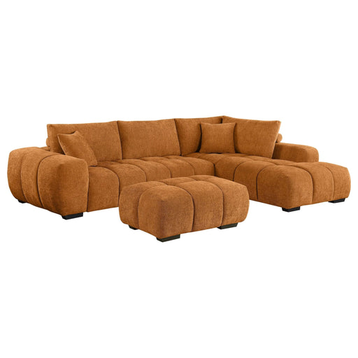 Camacho Upholstered Sectional Sofa with Ottoman Set Orange - Walo Furniture