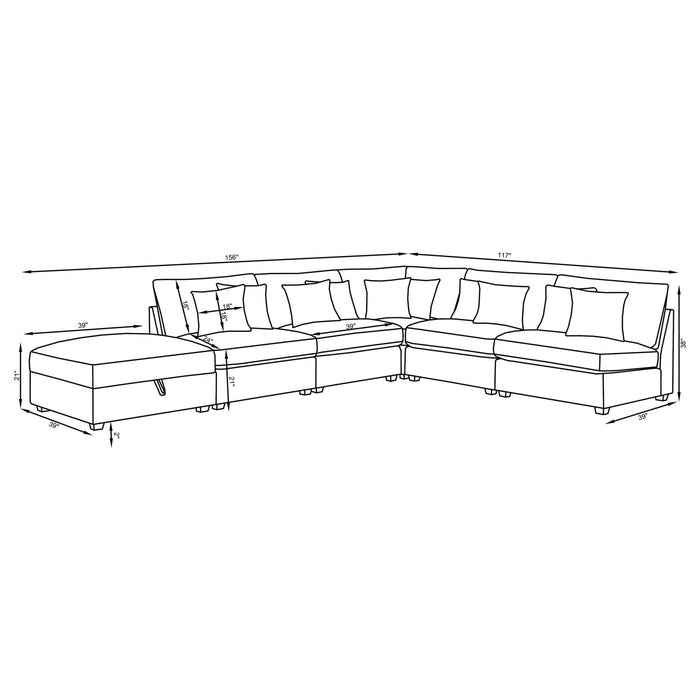 Cambria 6 - piece Upholstered Modular Sectional Sofa Grey - Walo Furniture