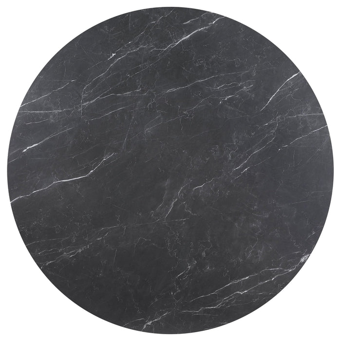 Camden Round 48 - inch Faux Marble Top Dining Table Black - Walo Furniture