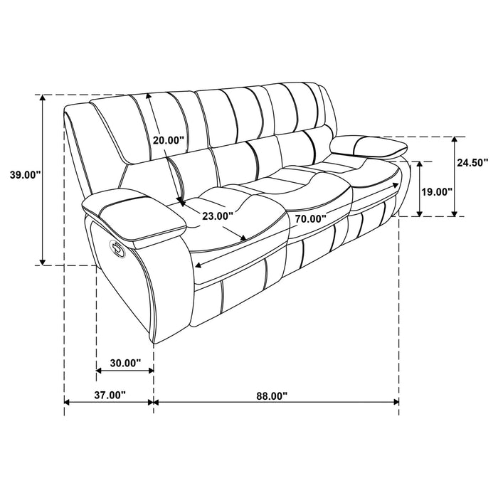 Camila 2 - piece Upholstered Motion Reclining Sofa Set Black - Walo Furniture