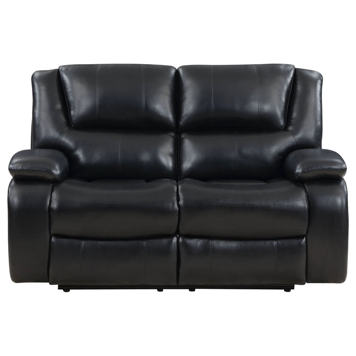 Camila 2 - piece Upholstered Motion Reclining Sofa Set Black - Walo Furniture