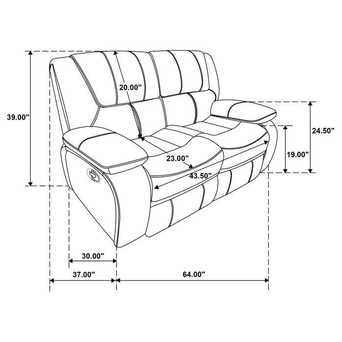 Camila 2 - piece Upholstered Motion Reclining Sofa Set Black - Walo Furniture