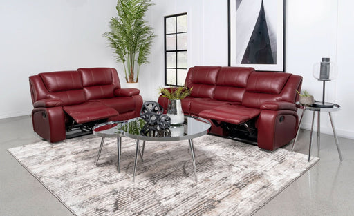 Camila 2 - piece Upholstered Reclining Sofa Set Red - Walo Furniture