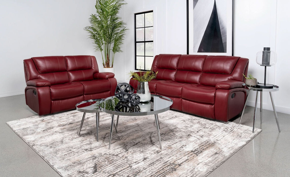 Camila 2 - piece Upholstered Reclining Sofa Set Red - Walo Furniture