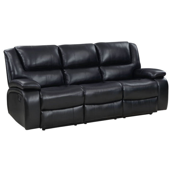 Camila 3 - piece Upholstered Motion Reclining Sofa Set Black - Walo Furniture