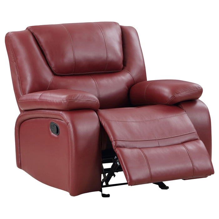 Camila 3 - piece Upholstered Reclining Sofa Set Red - Walo Furniture