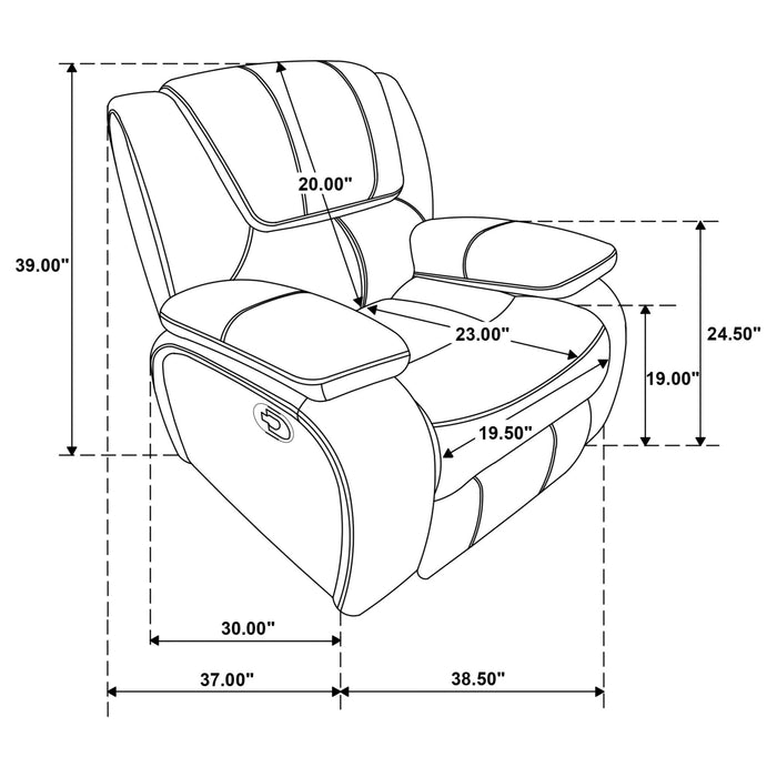 Camila Upholstered Glider Recliner Chair Black - Walo Furniture