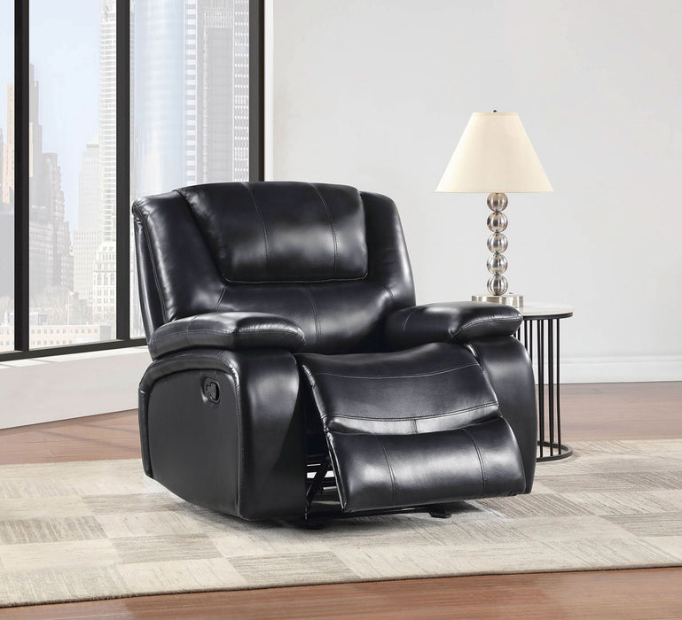 Camila Upholstered Glider Recliner Chair Black - Walo Furniture