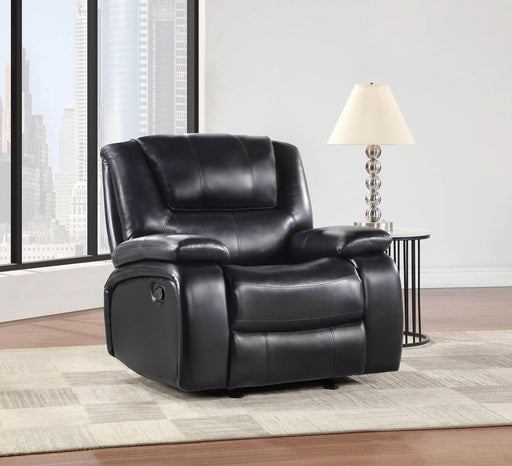 Camila Upholstered Glider Recliner Chair Black - Walo Furniture