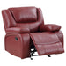 Camila Upholstered Glider Recliner Chair Red - Walo Furniture