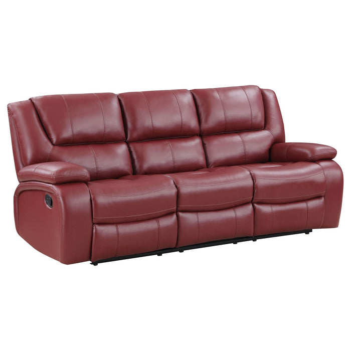 Camila Upholstered Motion Reclining Sofa Red - Walo Furniture