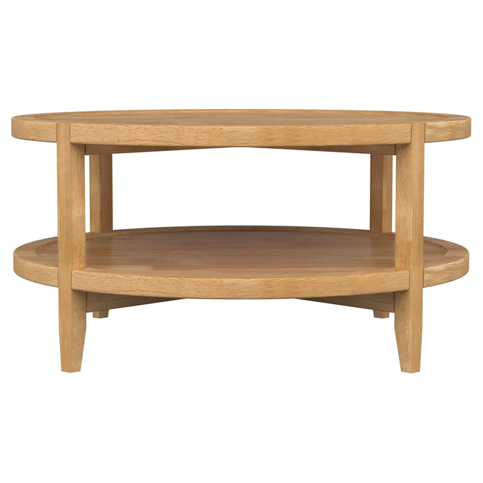 Camillo Round Solid Wood Coffee Table Maple Brown - Walo Furniture