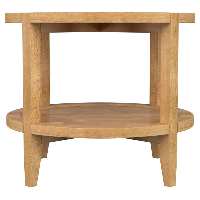 Camillo Round Solid Wood Side End Table Maple Brown - Walo Furniture