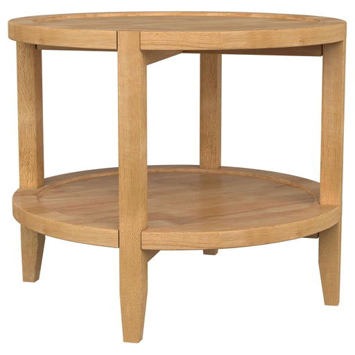 Camillo Round Solid Wood Side End Table Maple Brown - Walo Furniture