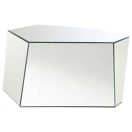 Capella Mirrored Abstract Geometric Coffee Table Silver - Walo Furniture