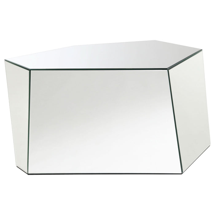 Capella Mirrored Abstract Geometric Coffee Table Silver - Walo Furniture