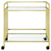 Cara 2 - tier Rectangular Glass Shelf Metal Bar Cart Brass - Walo Furniture