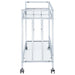 Cara 2 - tier Rectangular Glass Shelf Metal Bar Cart Chrome - Walo Furniture