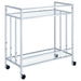 Cara 2 - tier Rectangular Glass Shelf Metal Bar Cart Chrome - Walo Furniture