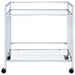 Cara 2 - tier Rectangular Glass Shelf Metal Bar Cart Chrome - Walo Furniture