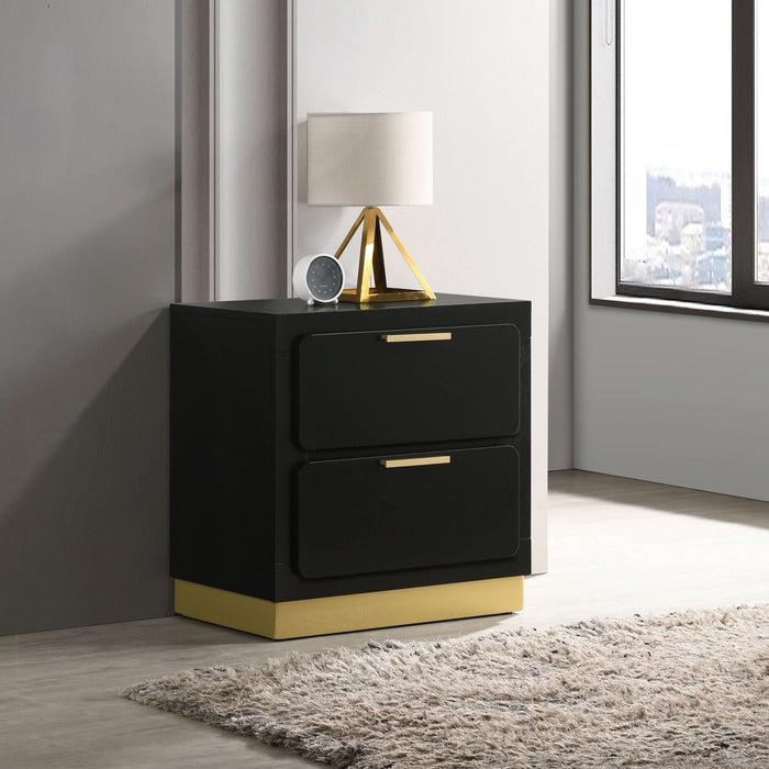 Caraway 2 - drawer Nightstand Black - Walo Furniture