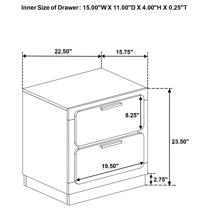 Caraway 2 - drawer Nightstand Black - Walo Furniture