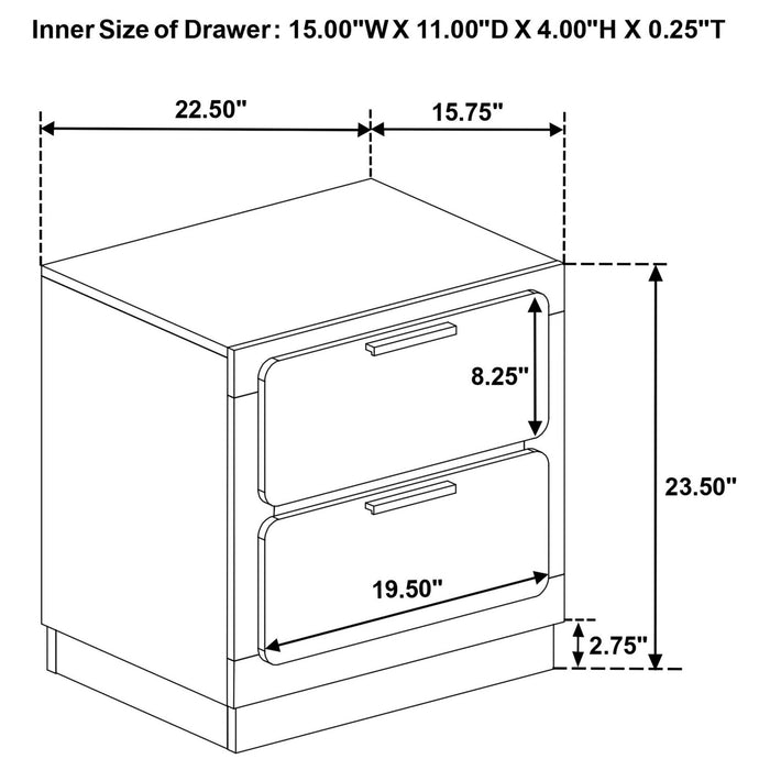 Caraway 2 - drawer Nightstand White - Walo Furniture