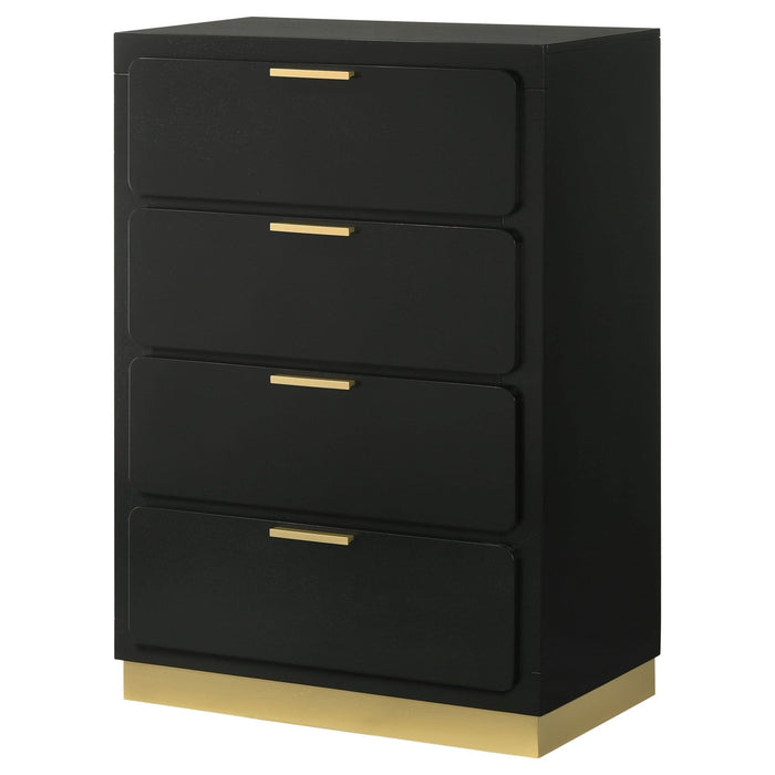 Caraway 4 - drawer Bedroom Chest Black - Walo Furniture