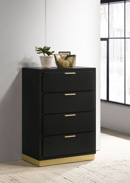 Caraway 4 - drawer Bedroom Chest Black - Walo Furniture