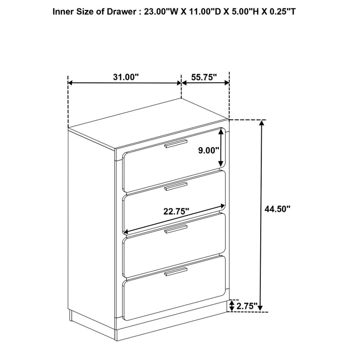 Caraway 4 - drawer Bedroom Chest Black - Walo Furniture