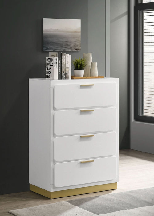 Caraway 4 - drawer Bedroom Chest White - Walo Furniture