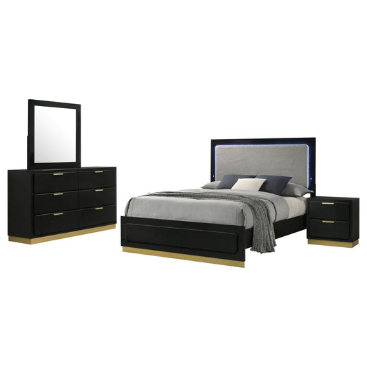 Caraway 4 - piece Queen Bedroom Set Black - Walo Furniture