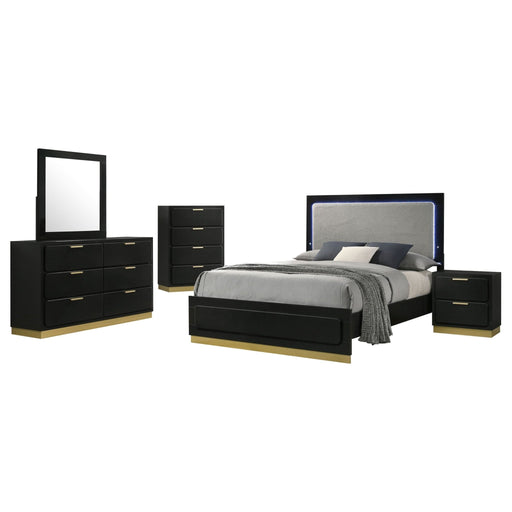 Caraway 5 - piece California King Bedroom Set Black - Walo Furniture