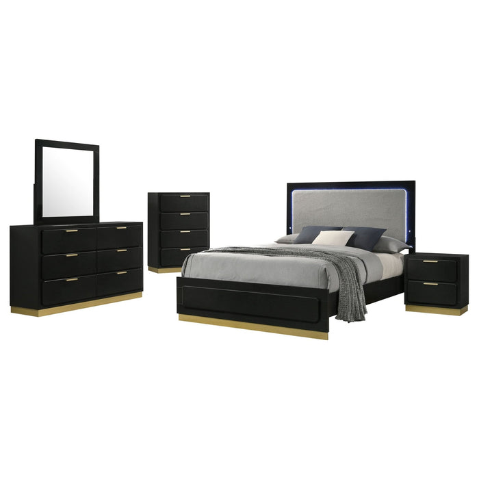 Caraway 5 - piece California King Bedroom Set Black - Walo Furniture