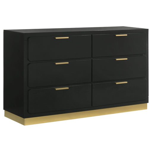 Caraway 6 - drawer Dresser Black - Walo Furniture