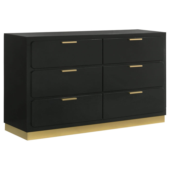 Caraway 6 - drawer Dresser Black - Walo Furniture