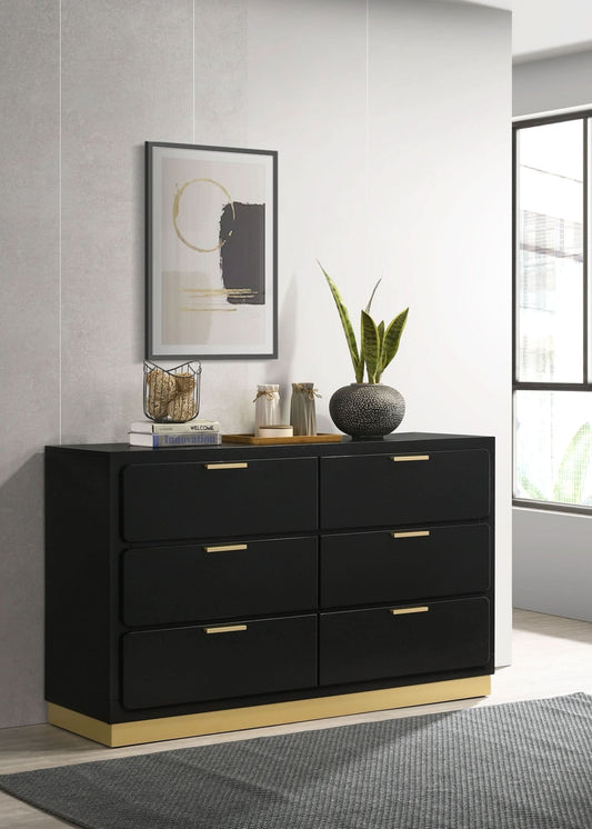 Caraway 6 - drawer Dresser Black - Walo Furniture