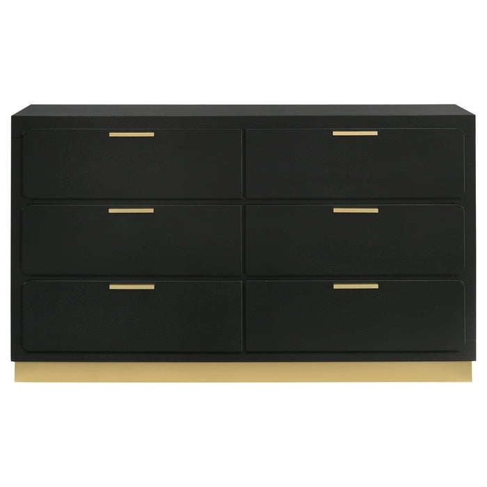 Caraway 6 - drawer Dresser Black - Walo Furniture