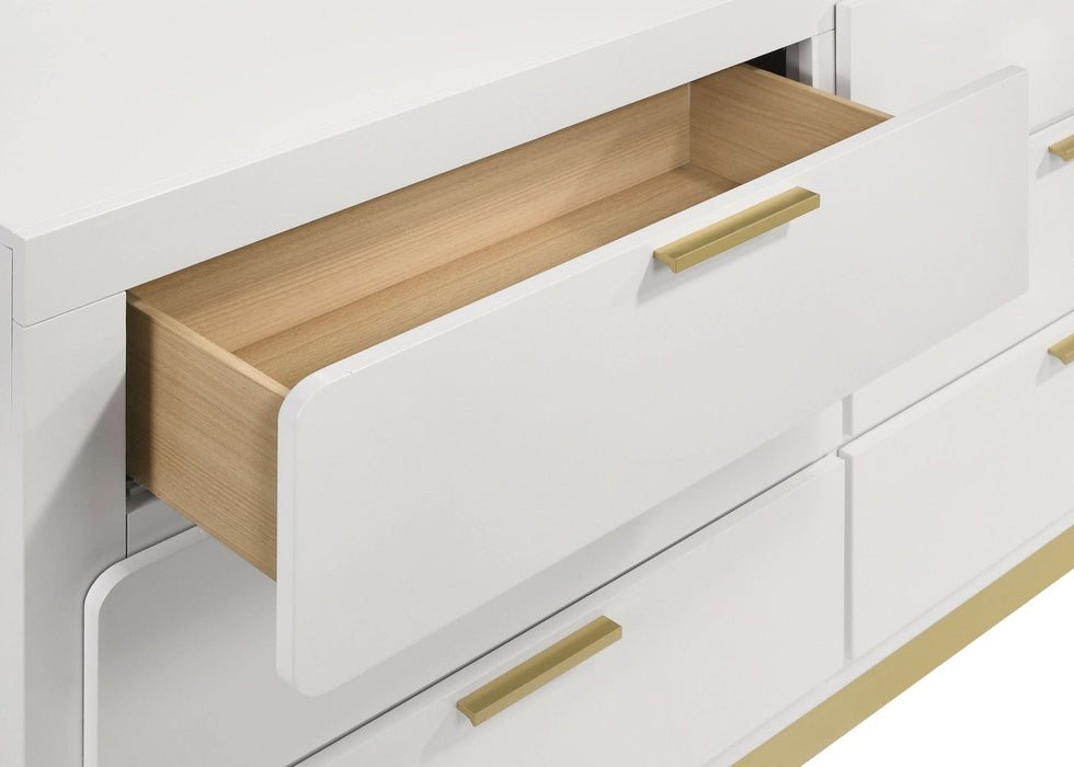 Caraway 6 - drawer Dresser with Mirror White - Walo Furniture