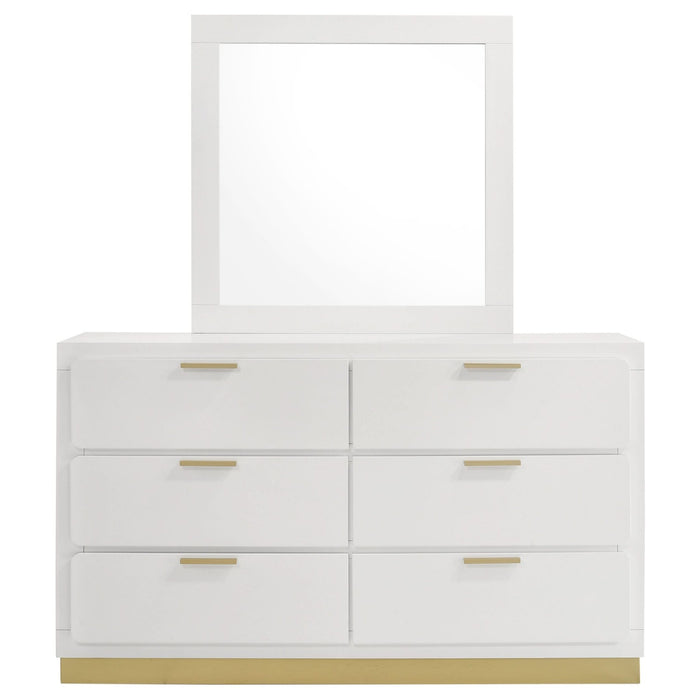 Caraway 6 - drawer Dresser with Mirror White - Walo Furniture