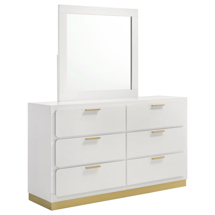 Caraway 6 - drawer Dresser with Mirror White - Walo Furniture