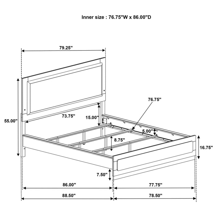 Caraway Wood California King LED Panel Bed Black - Walo Furniture