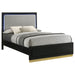 Caraway Wood California King LED Panel Bed Black - Walo Furniture