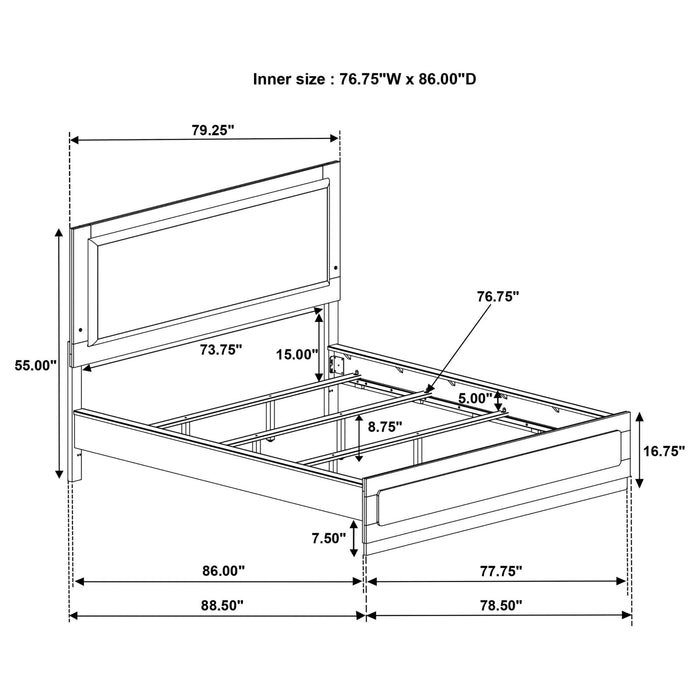 Caraway Wood California King LED Panel Bed White - Walo Furniture