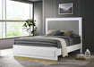 Caraway Wood California King LED Panel Bed White - Walo Furniture